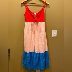 J. Crew Colorblock tie-front cutout midi dress